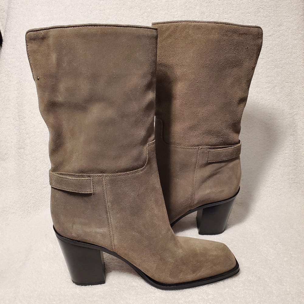 Franco Sarto Womens Vance Suede Square Toe Mid-Calf Boots - Picture 3 of 10